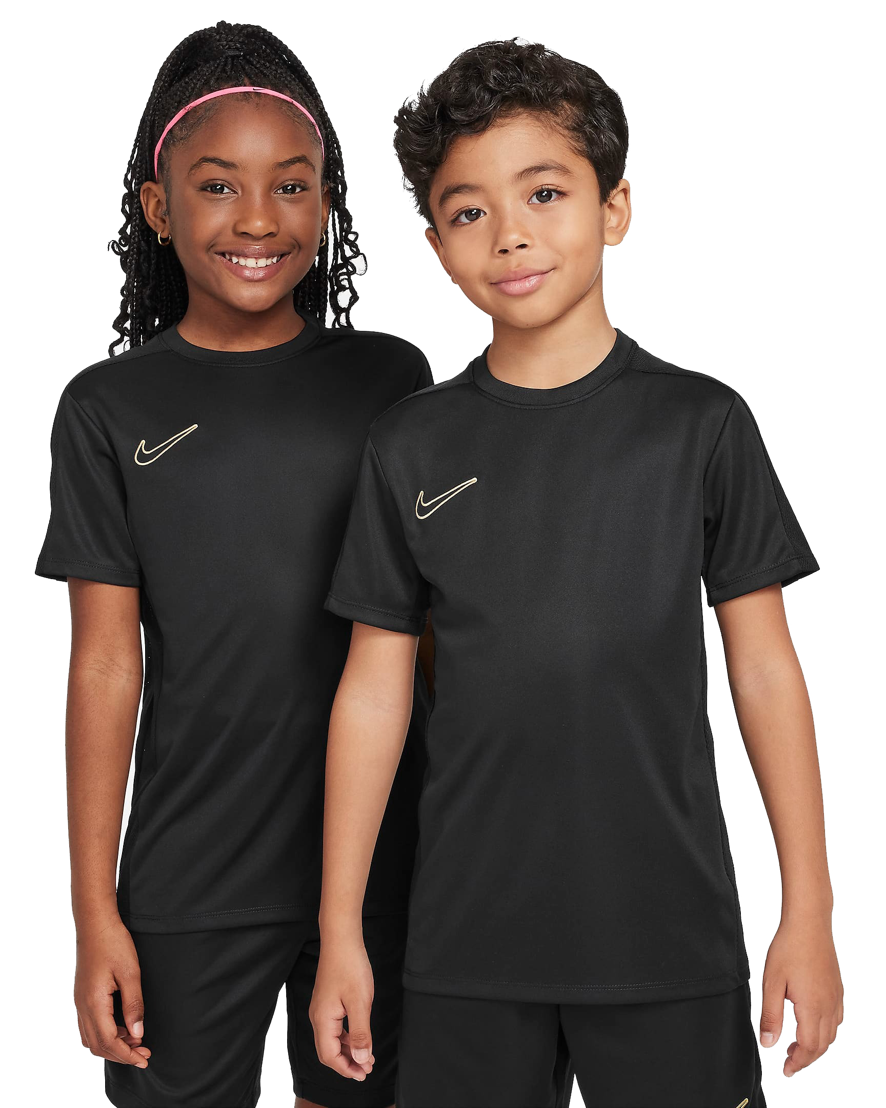 NIKE DRI FIT ACADEMY23 T SHIRT JUNIOR BLACK BLACK METALLIC GOLD