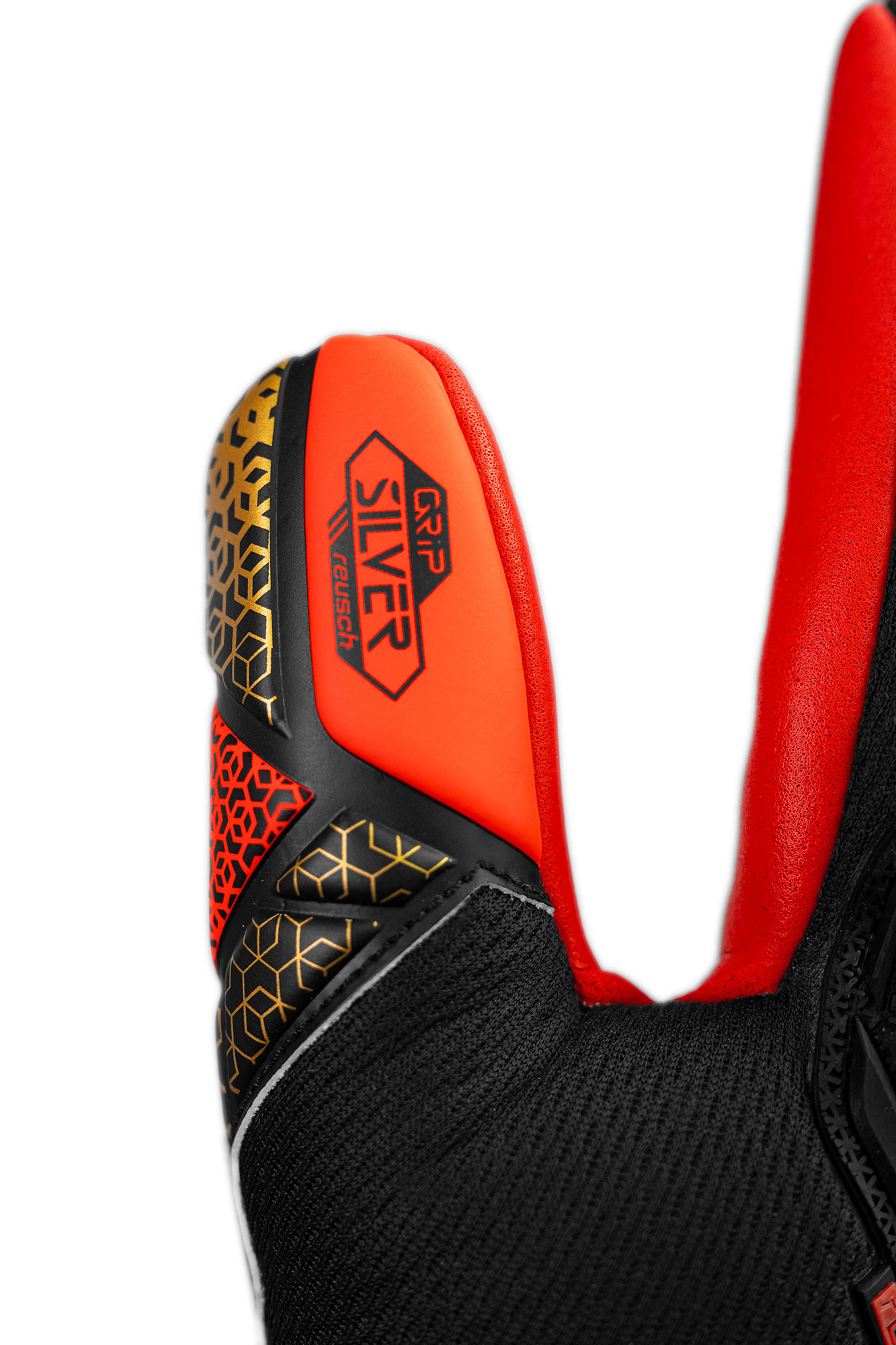 REUSCH ATTRAKT FREEGEL SILVER JUNIOR BLACK/GOLD/FIERY RED JUNIOR REUSCH ATTRAKT FREEGEL SILVER JUNIOR BLACK/GOLD/FIERY RED JUNIOR