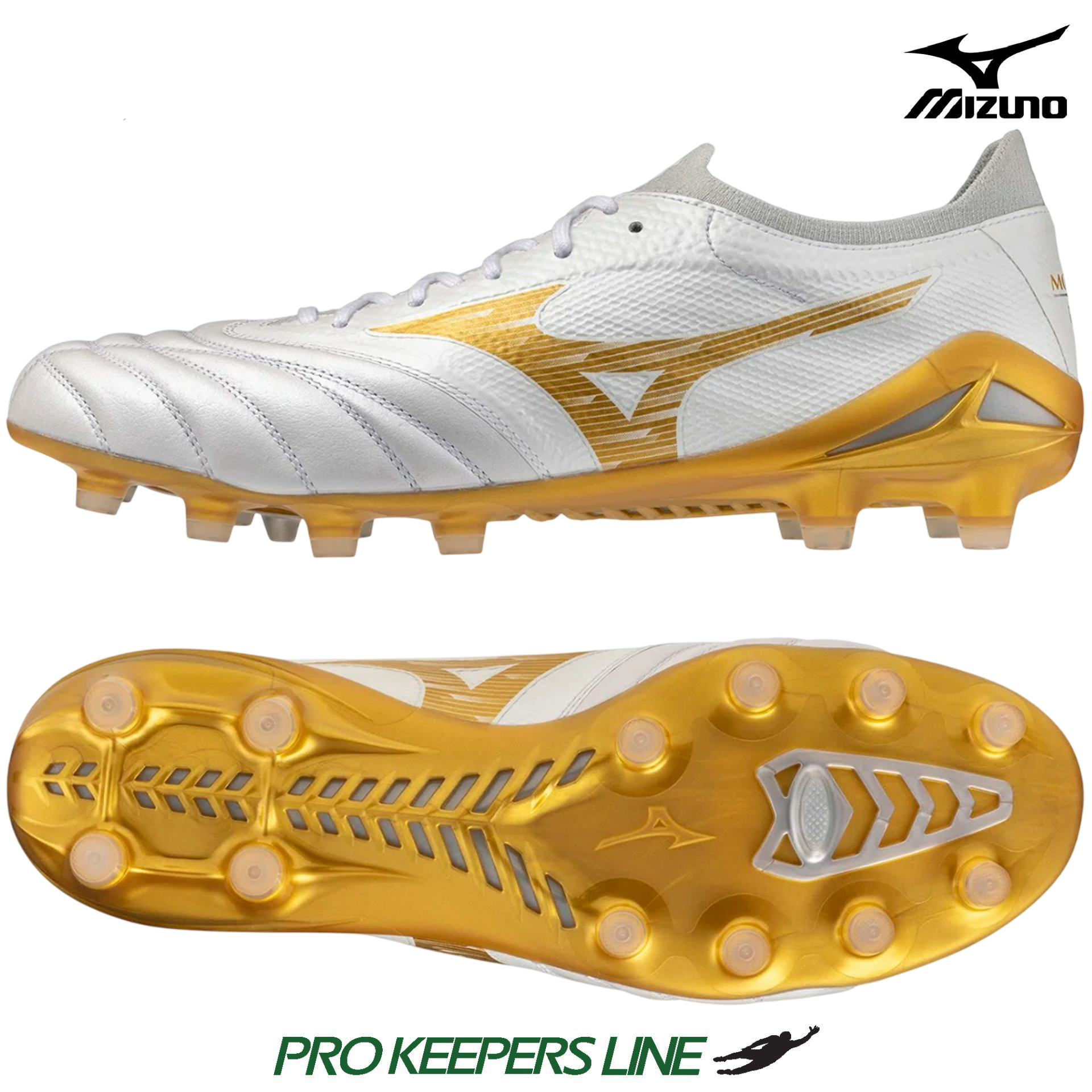MIZUNO MORELIA NEO IV BETA ELTE FG WHITE/M P GOLD/COOL GRAY 3C