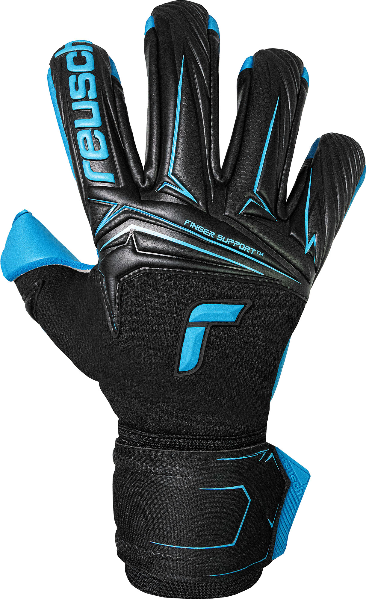 REUSCH ATTRAKT AQUA FINGER SUPPORT BLACK/AQUA BLUE