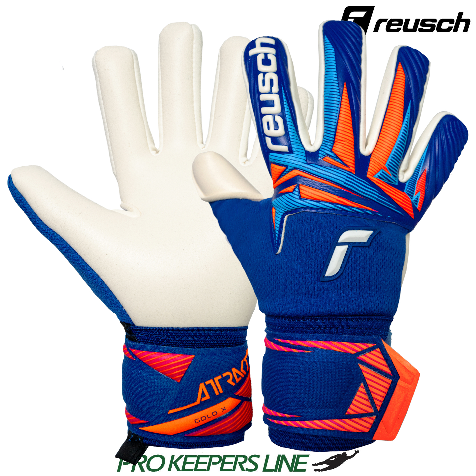 REUSCH ATTRAKT GOLD X NC JUNIOR SHARP BLUE / WHITE / SHOCKING ORANGE