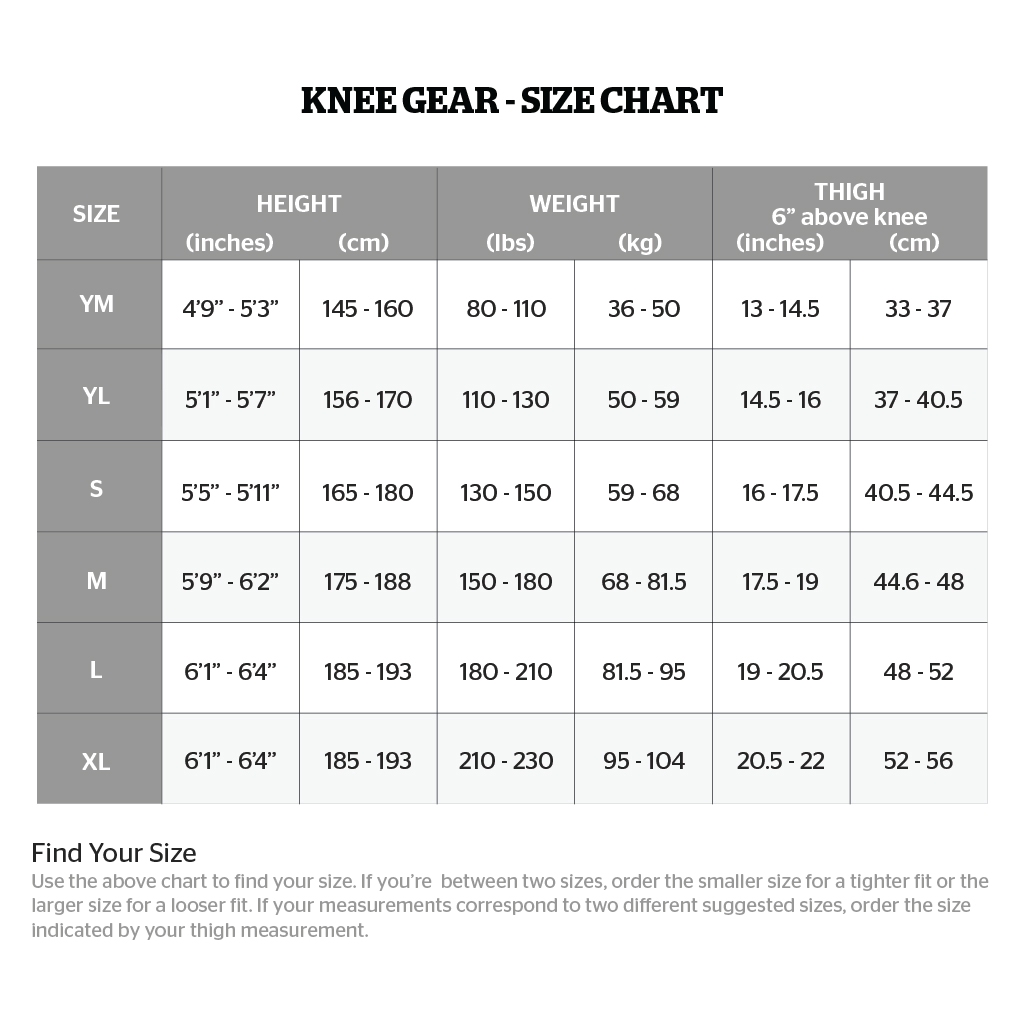 Storelli Knee Guard 2018 Size Chart_Knee.png STORELLI BODYSHIELD KNEE GUARDS