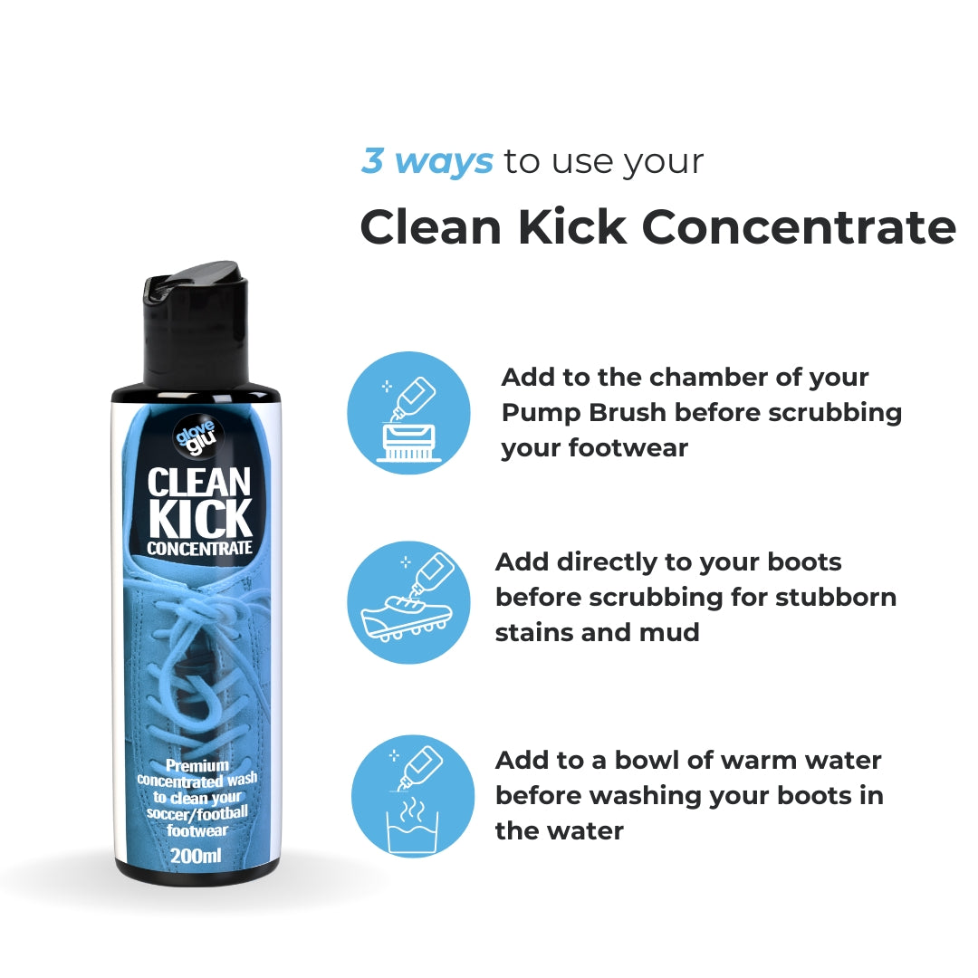 GLOVEGLU CLEAN KICK CONCENTRATE (120ml) GLOVEGLU CLEAN KICK STARTER KIT: PUMP BRUSH + CONCENTRATE (120ml)