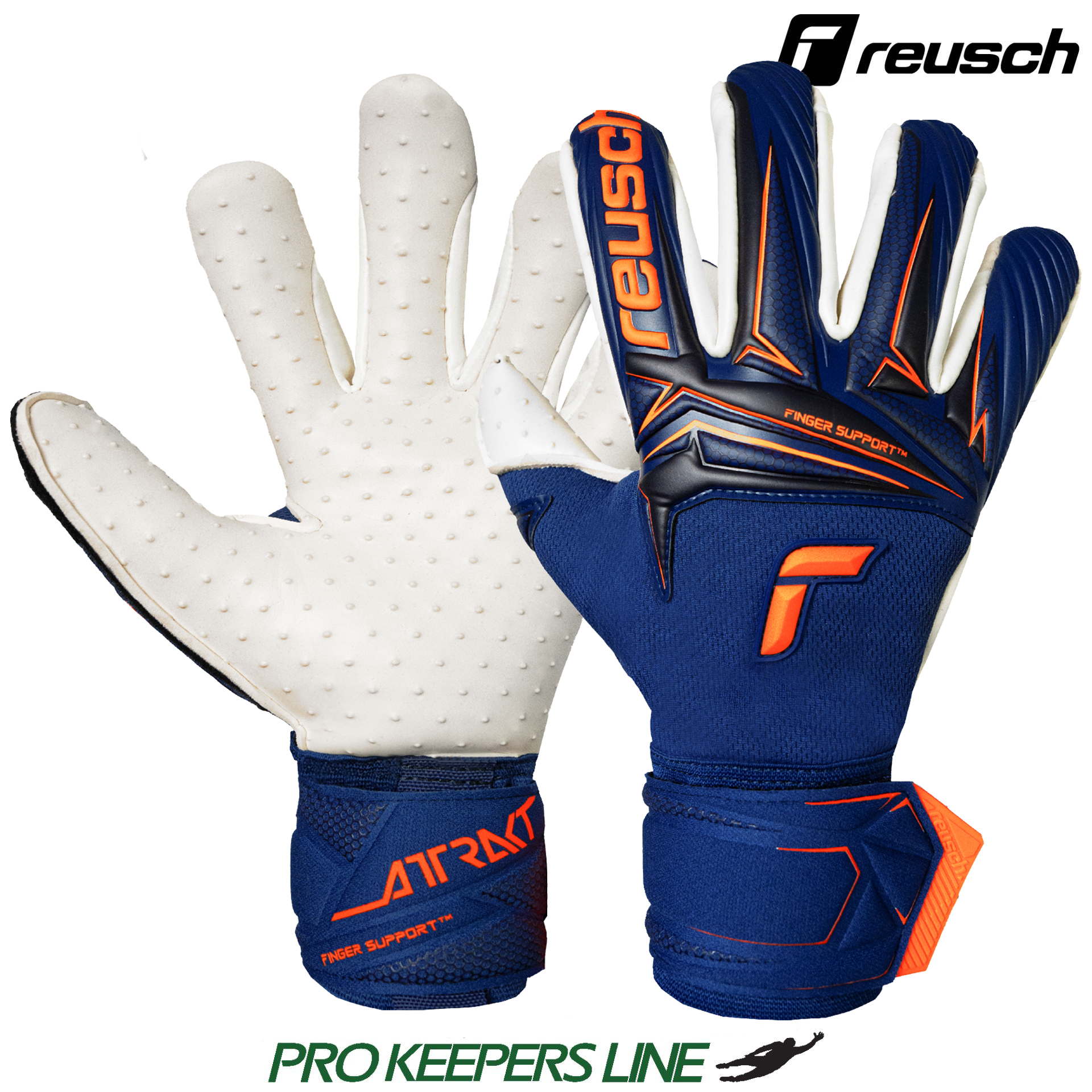 REUSCH ATTRAKT SPEEDBUMP FINGER SUPPORT PREMIUM BLUE/SHOCK ORANGE 9