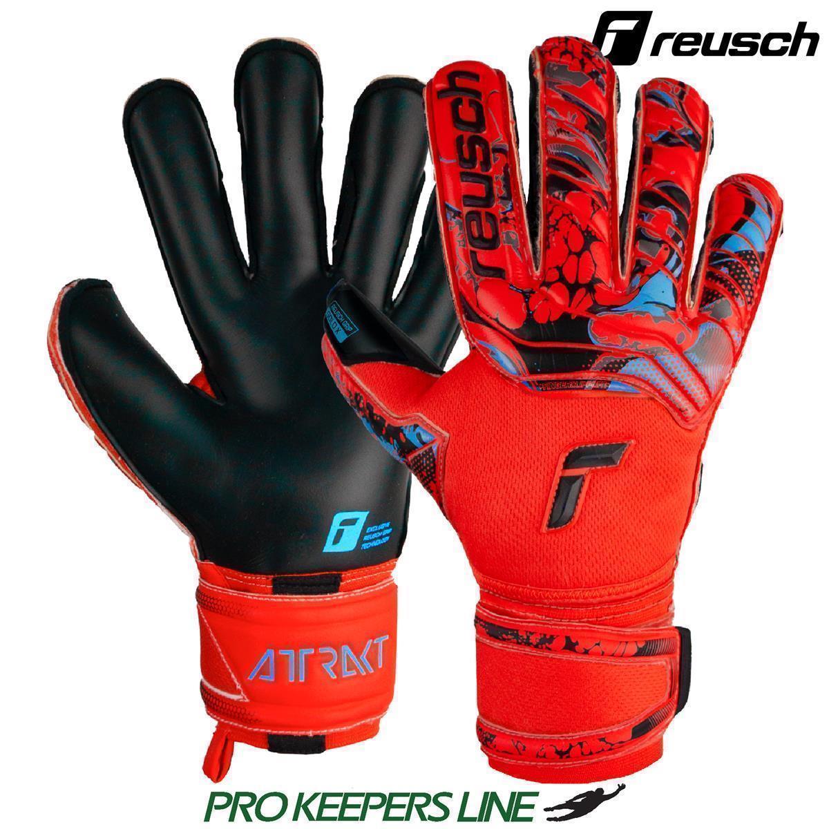 REUSCH ATTRAKT GOLD X EVOLUTION CUT FINGER SUPPORT BRIG RED/FUTR BLU/BLCK