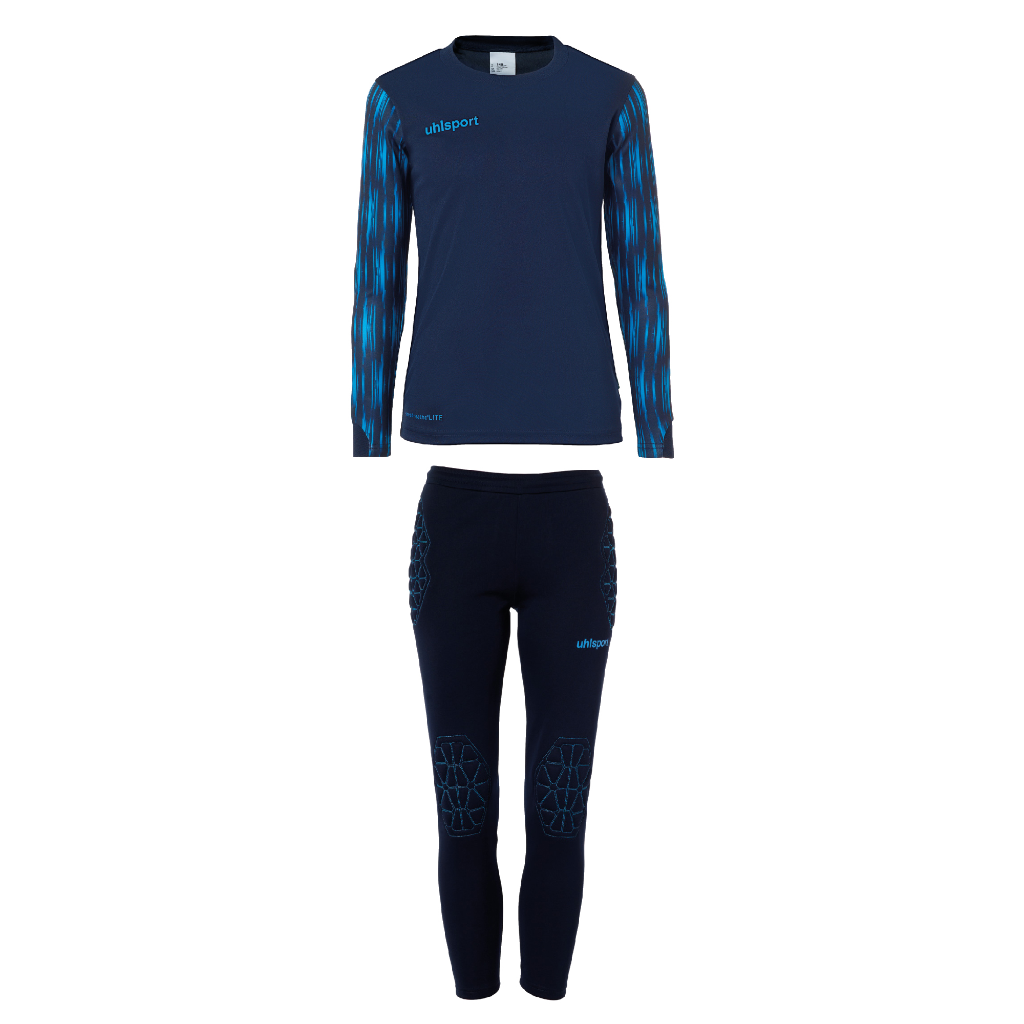 UHLSPORT REACTION  GOALKEEPER SET JUNIOR NAVY/FLUO BLUE 164