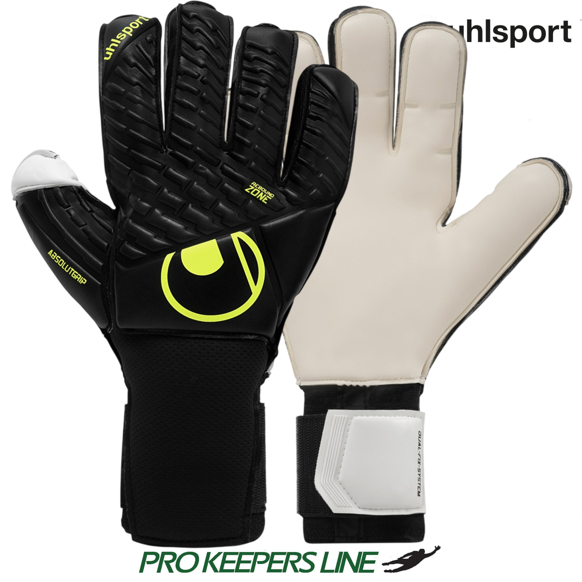 UHLSPORT FM ABSOLUTGRIP FLEX FRAME CARBON BLACK/FLUO YELLOW