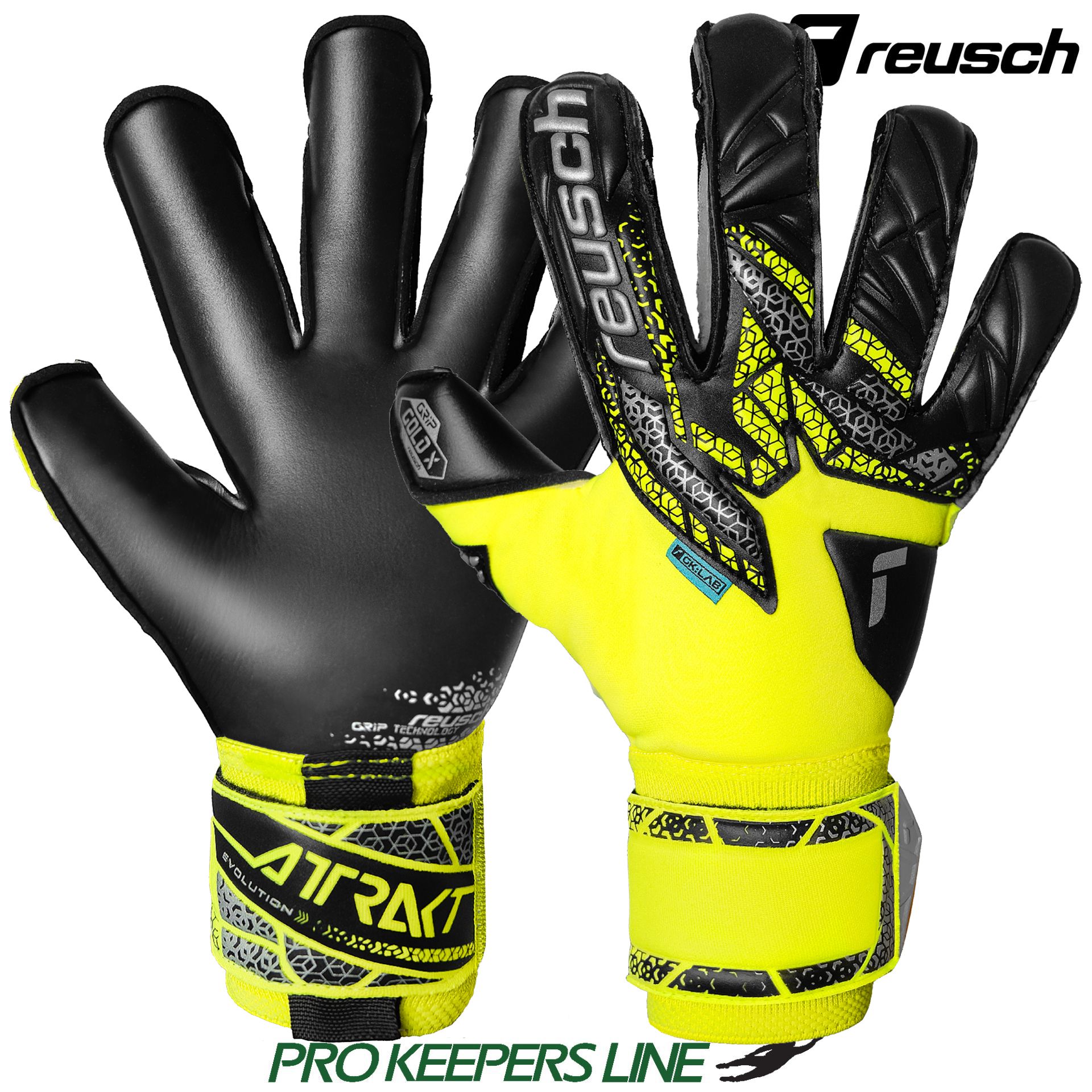 Goalkeeper Gloves Reusch Attrakt Grip safe Yellow Adults